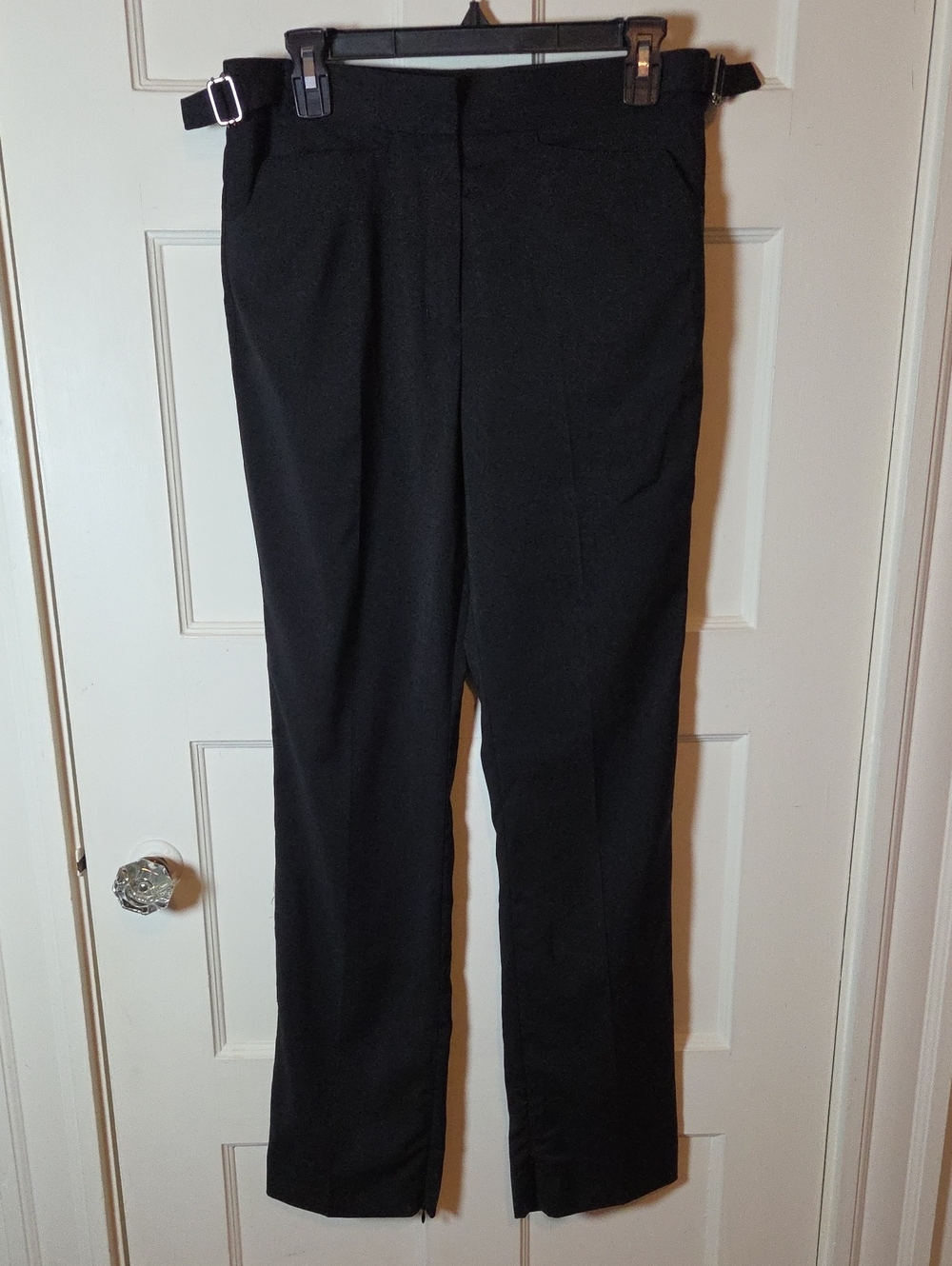 COS Side Tab Straight Leg Wool Trousers In Black Size 6